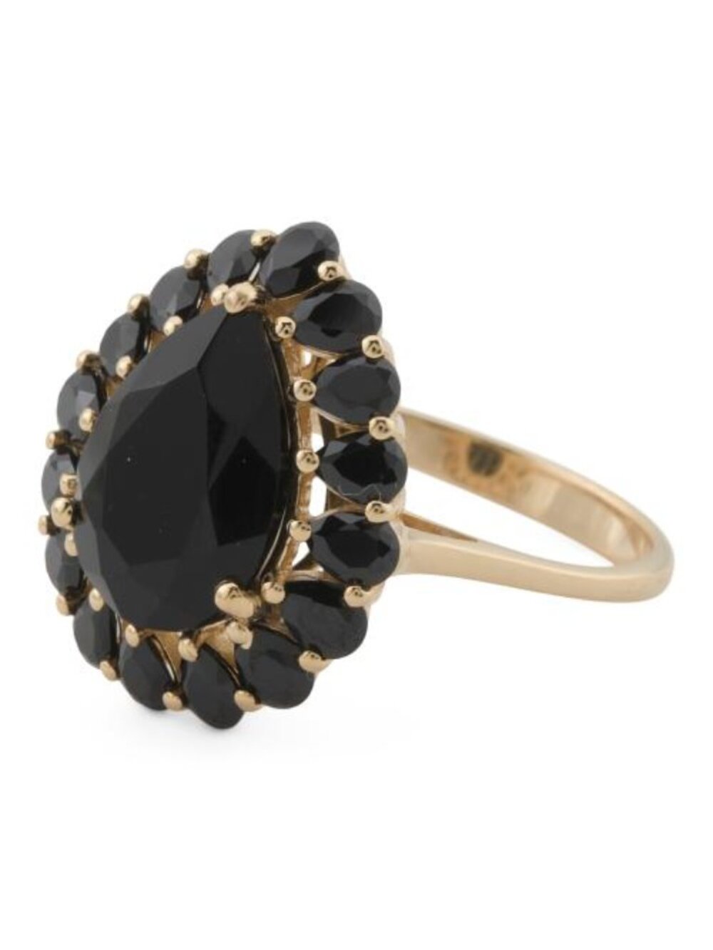 SHIVAM Made In India 14kt Gold Plated Black Onyx Cocktail Ring
